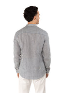 Camicia coreana lino rigata Gianni Lupo
