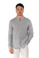 Camicia coreana lino rigata Gianni Lupo