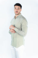 Camicia rigata in viscosa