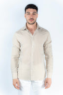 Camicia rigata in viscosa