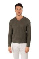 Maglia scollo V intrecciata
