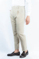 Pantalone in lino gessato