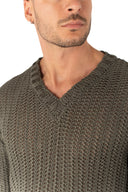 Maglia scollo V intrecciata