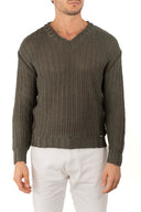 Maglia scollo V intrecciata