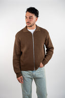 Cardigan full zip collo camicia